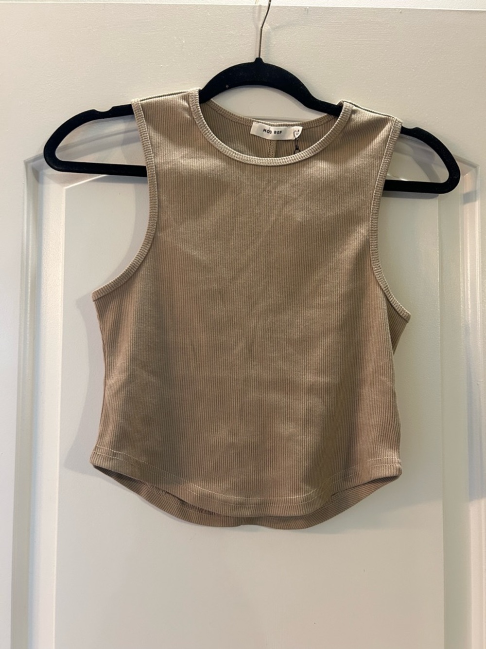 Mod Ref Ribbed Tank Top in Taupe Beige